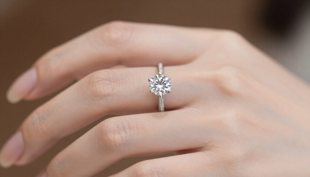 pierścionek zaręczynowy na palcu serdecznym