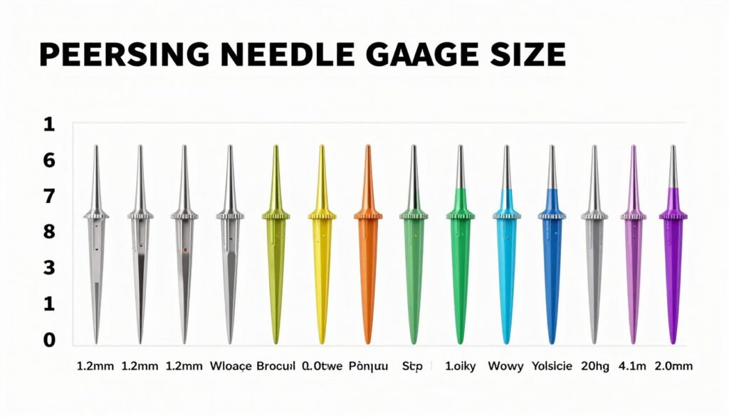 rozmiary wenflonów do kolczyka - tabela porównawcza