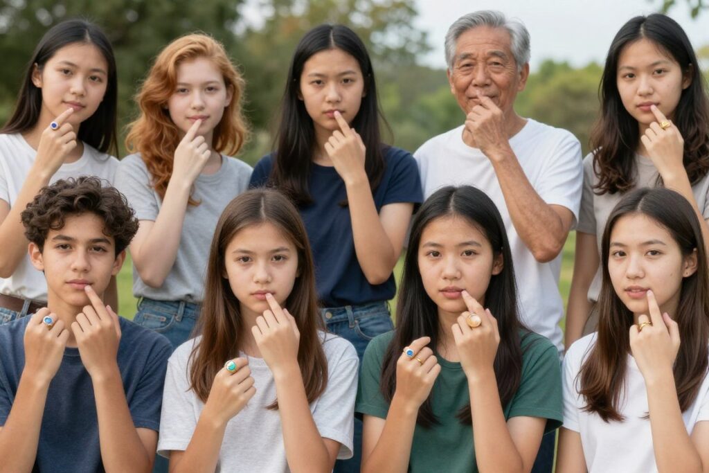 różne osoby noszące obrączki nastroju