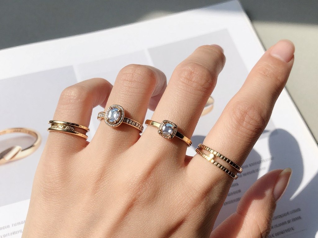 różne typy pierścionków na palcach