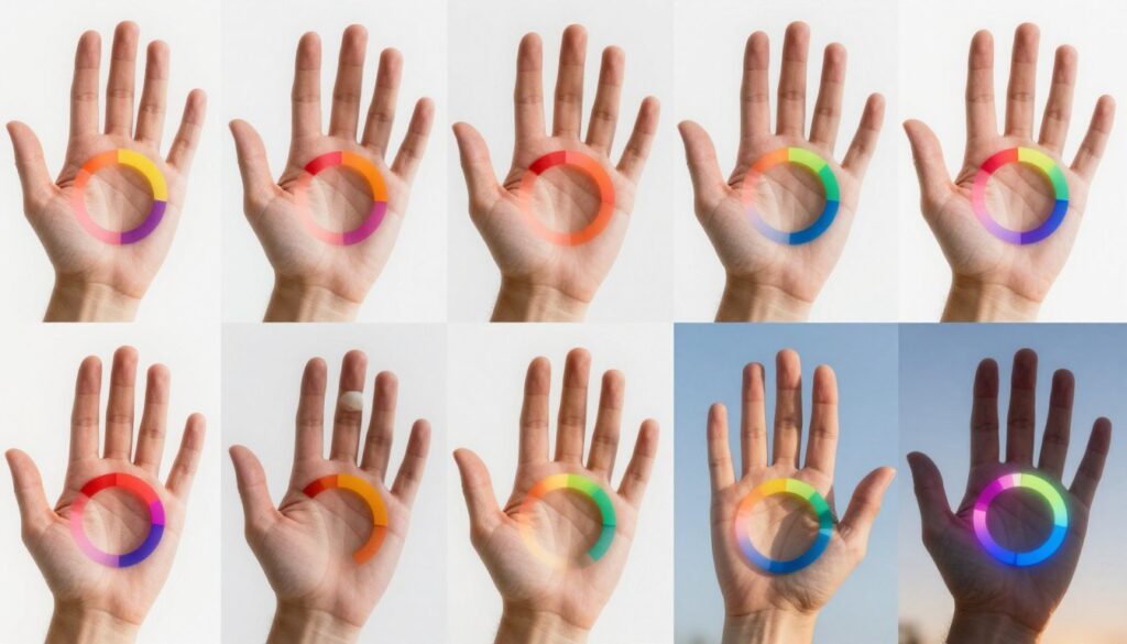 sekwencja zmian koloru obrączki w czasie