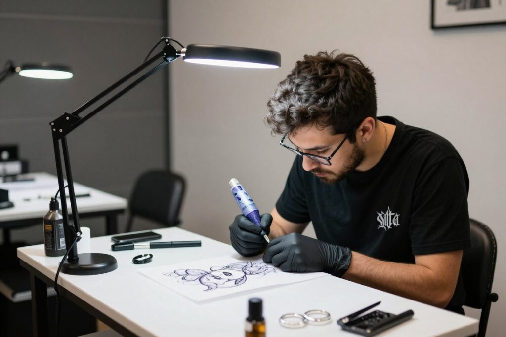 studio tatuażu przygotowanie do wykonania tatuażu obrączki