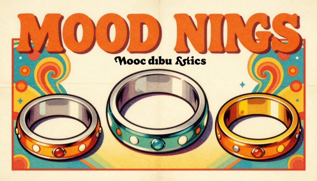 vintage plakat reklamowy mood rings z lat 70