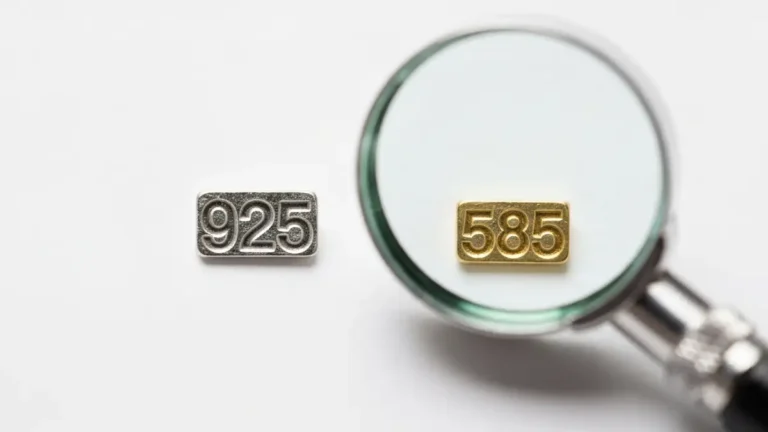 Porównanie oznaczenia 925 srebra i 585 złota - hallmarki na biżuterii