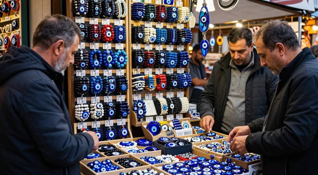 Autentyczne tureckie bransoletki z Okiem Proroka na bazarze