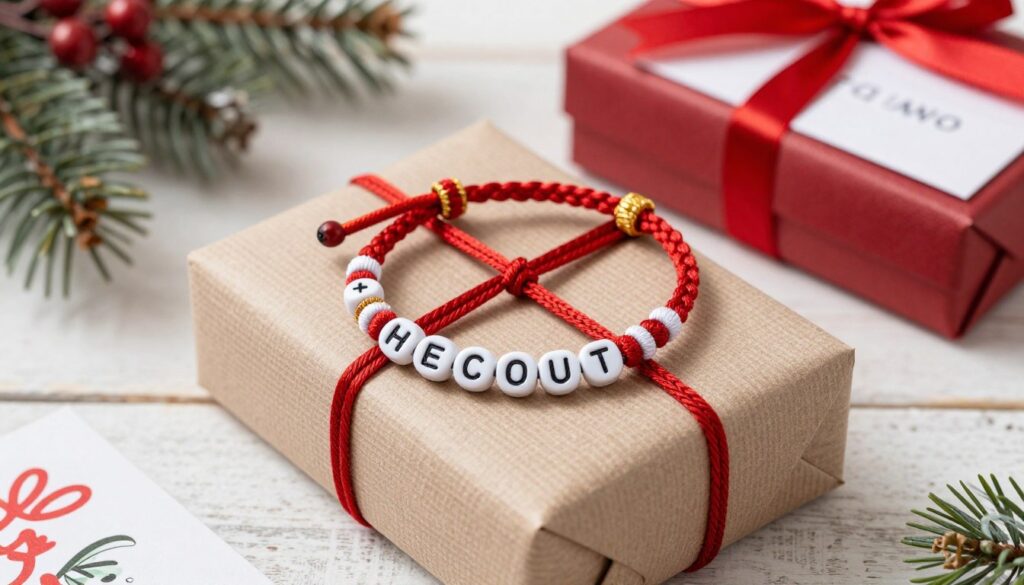 bransoletka z muliny zapakowana jako prezent with decorative wrapping